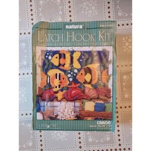 Golden Fish Latch Hook Kit R701 20" X 27" Caron International Natura Vintage